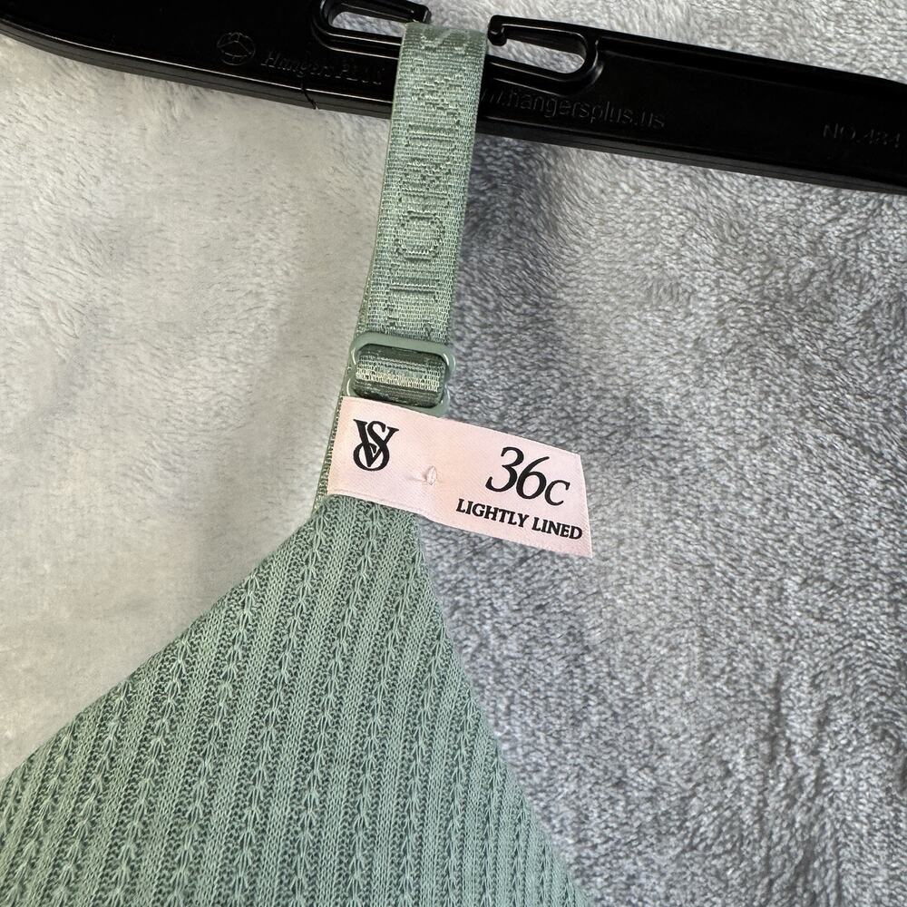 Victoria’s Secret Lightly Lined T-Shirt Bra 36C Sage Green Ribbed New With Tags - Picture 3 of 11